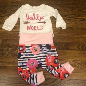 Hello World baby girl set. 0-3 months